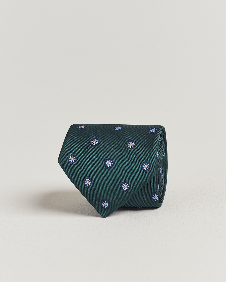 Homme | E. Marinella 3-Fold Jacquard Silk Tie Dark Green | E. Marinella | 3-Fold Jacquard Silk Tie Dark Green
