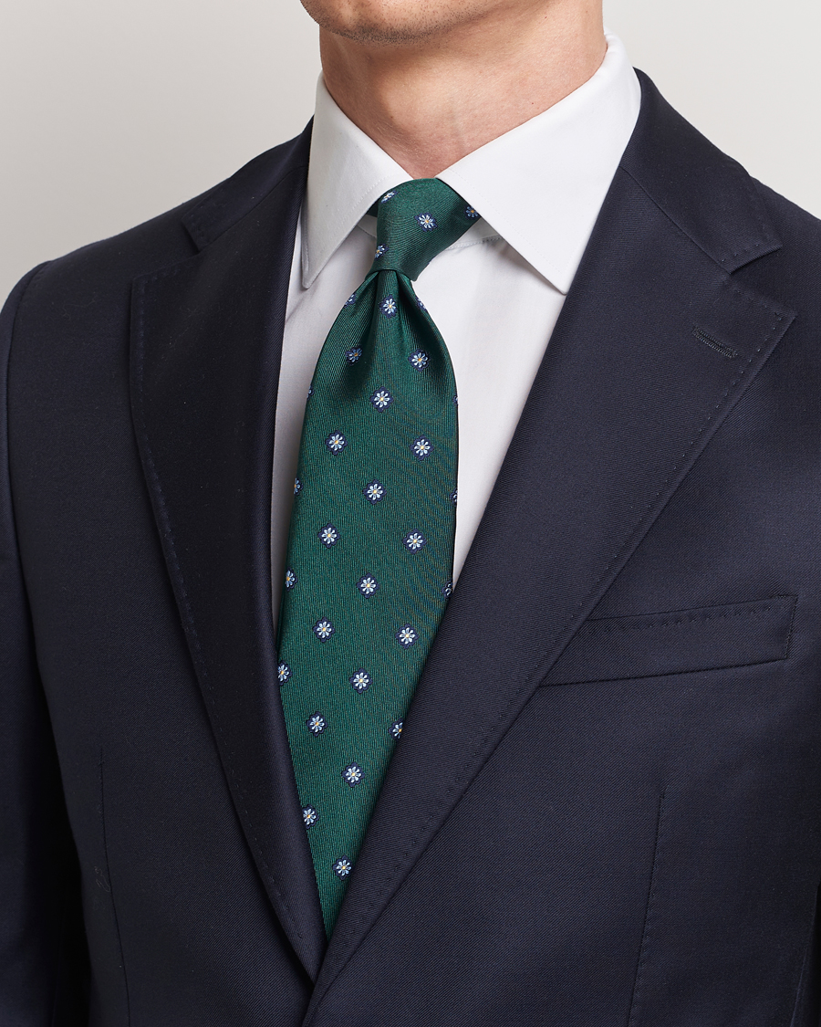 Homme | E. Marinella 3-Fold Jacquard Silk Tie Dark Green | E. Marinella | 3-Fold Jacquard Silk Tie Dark Green