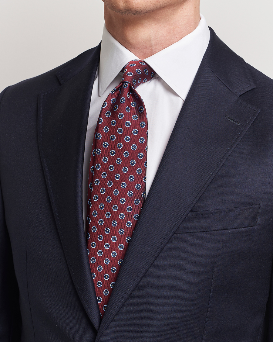 Homme | Cravates | E. Marinella | 3-Fold Jacquard Silk Tie Burgundy