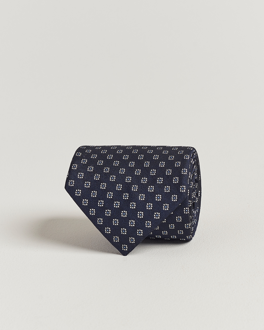 Homme | E. Marinella 3-Fold Jacquard Silk Tie Navy | E. Marinella | 3-Fold Jacquard Silk Tie Navy
