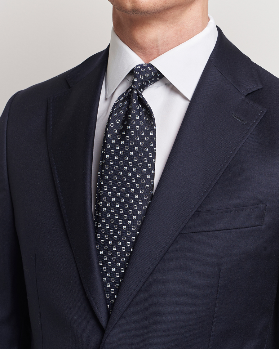 Homme | Sections | E. Marinella | 3-Fold Jacquard Silk Tie Navy