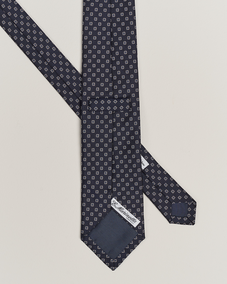 Homme | E. Marinella 3-Fold Jacquard Silk Tie Navy | E. Marinella | 3-Fold Jacquard Silk Tie Navy