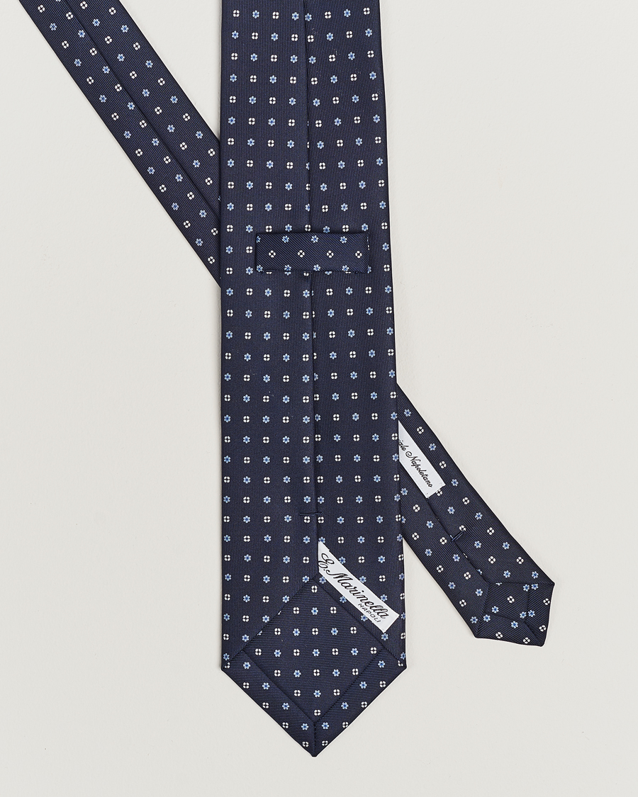 Homme | Cravates | E. Marinella | 3-Fold Printed Silk Tie Navy