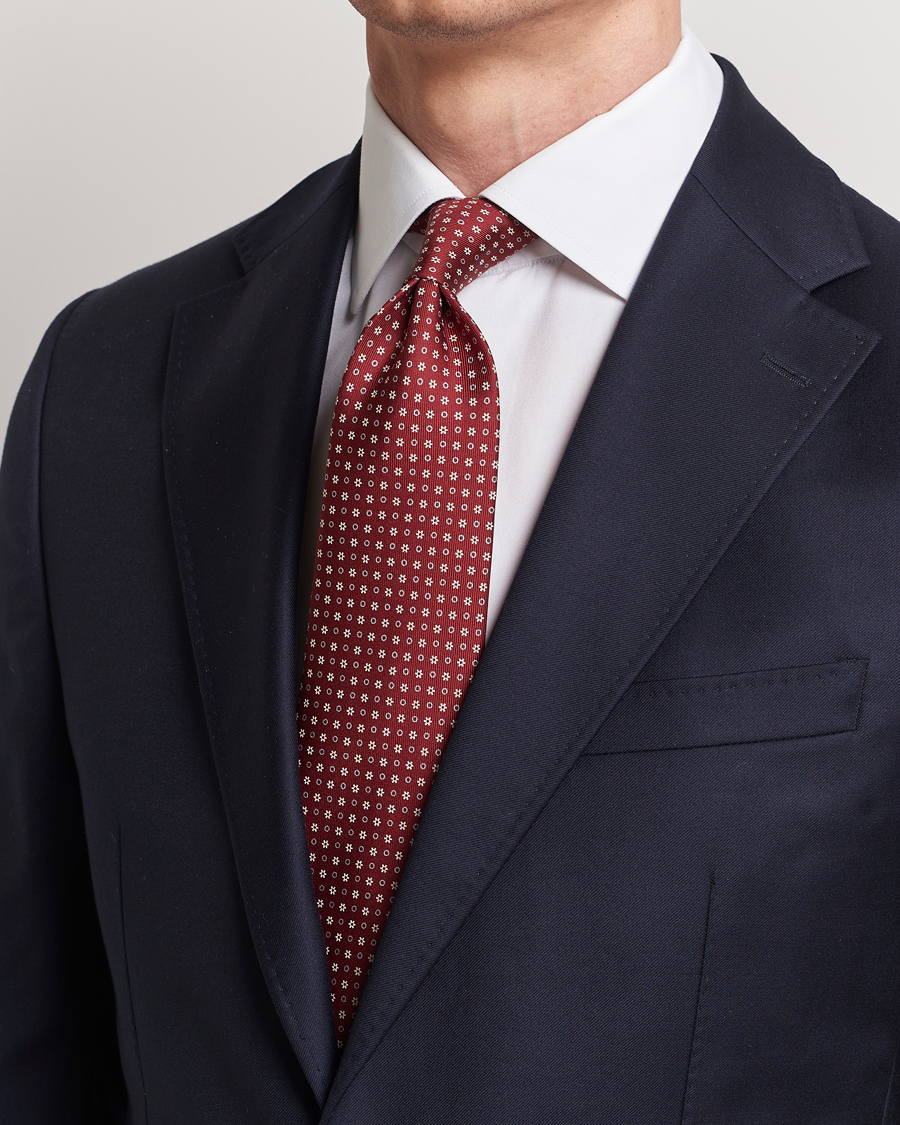 Homme | Cravates | E. Marinella | 3-Fold Printed Silk Tie Burgundy
