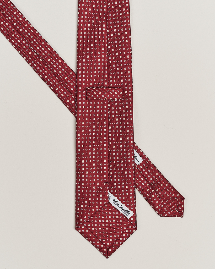 Homme | E. Marinella 3-Fold Printed Silk Tie Burgundy | E. Marinella | 3-Fold Printed Silk Tie Burgundy