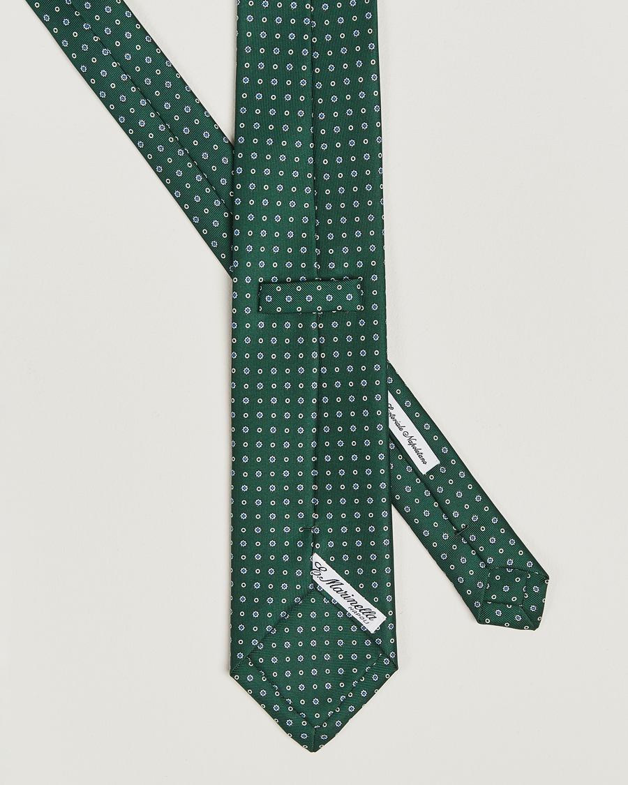 Homme | E. Marinella 3-Fold Printed Silk Tie Dark Green | E. Marinella | 3-Fold Printed Silk Tie Dark Green