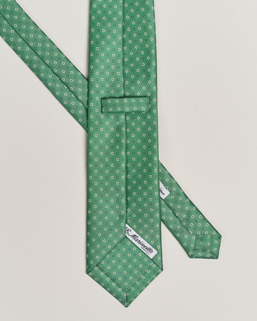 Homme | E. Marinella 3-Fold Printed Silk Tie Green | E. Marinella | 3-Fold Printed Silk Tie Green