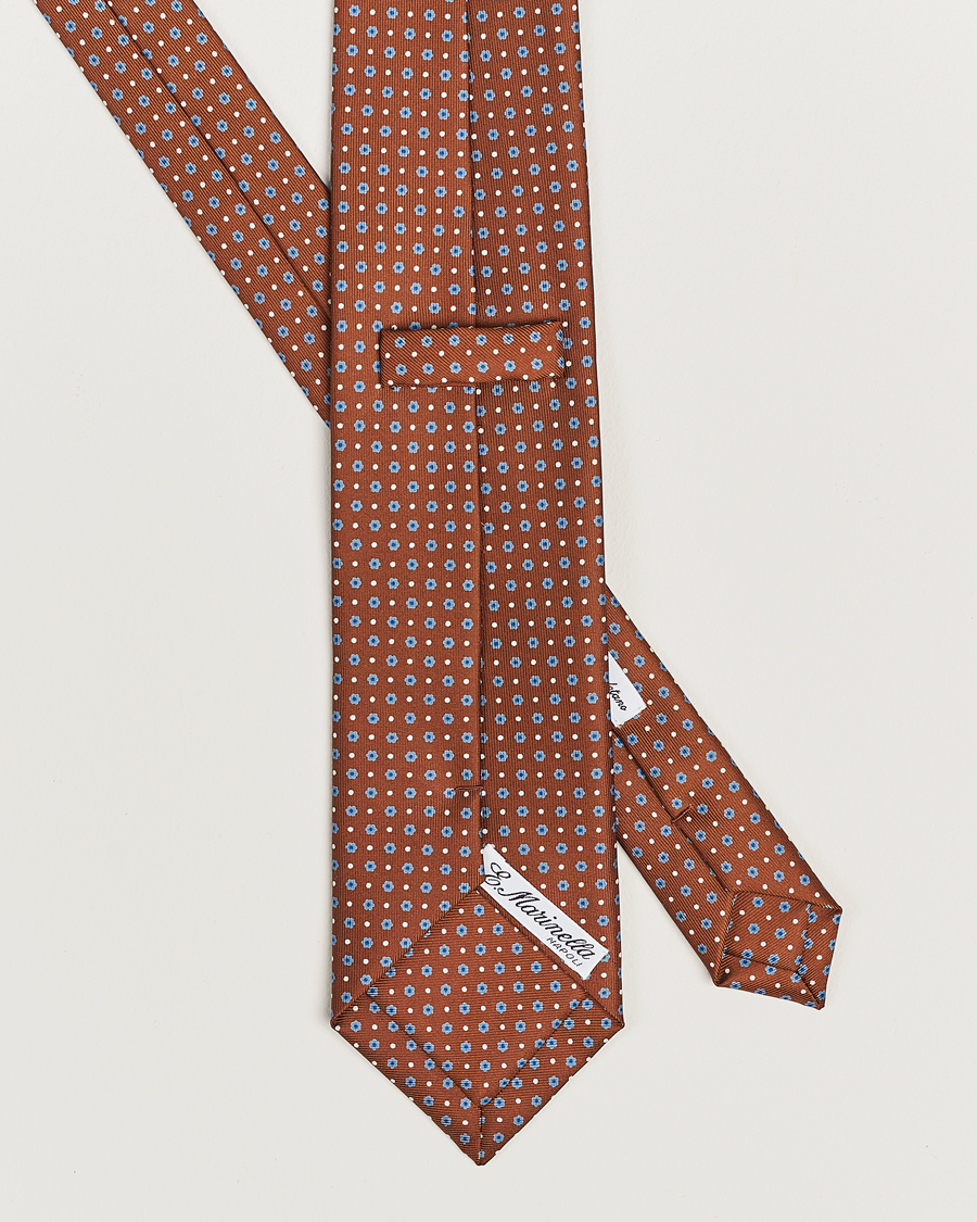 Homme | E. Marinella 3-Fold Printed Silk Tie Brown | E. Marinella | 3-Fold Printed Silk Tie Brown