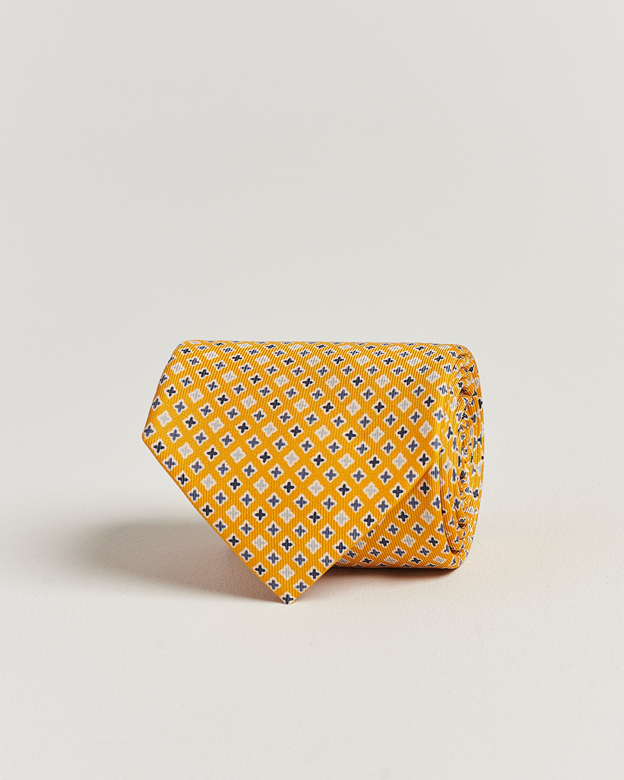 Homme | E. Marinella 3-Fold Printed Silk Tie Yellow | E. Marinella | 3-Fold Printed Silk Tie Yellow