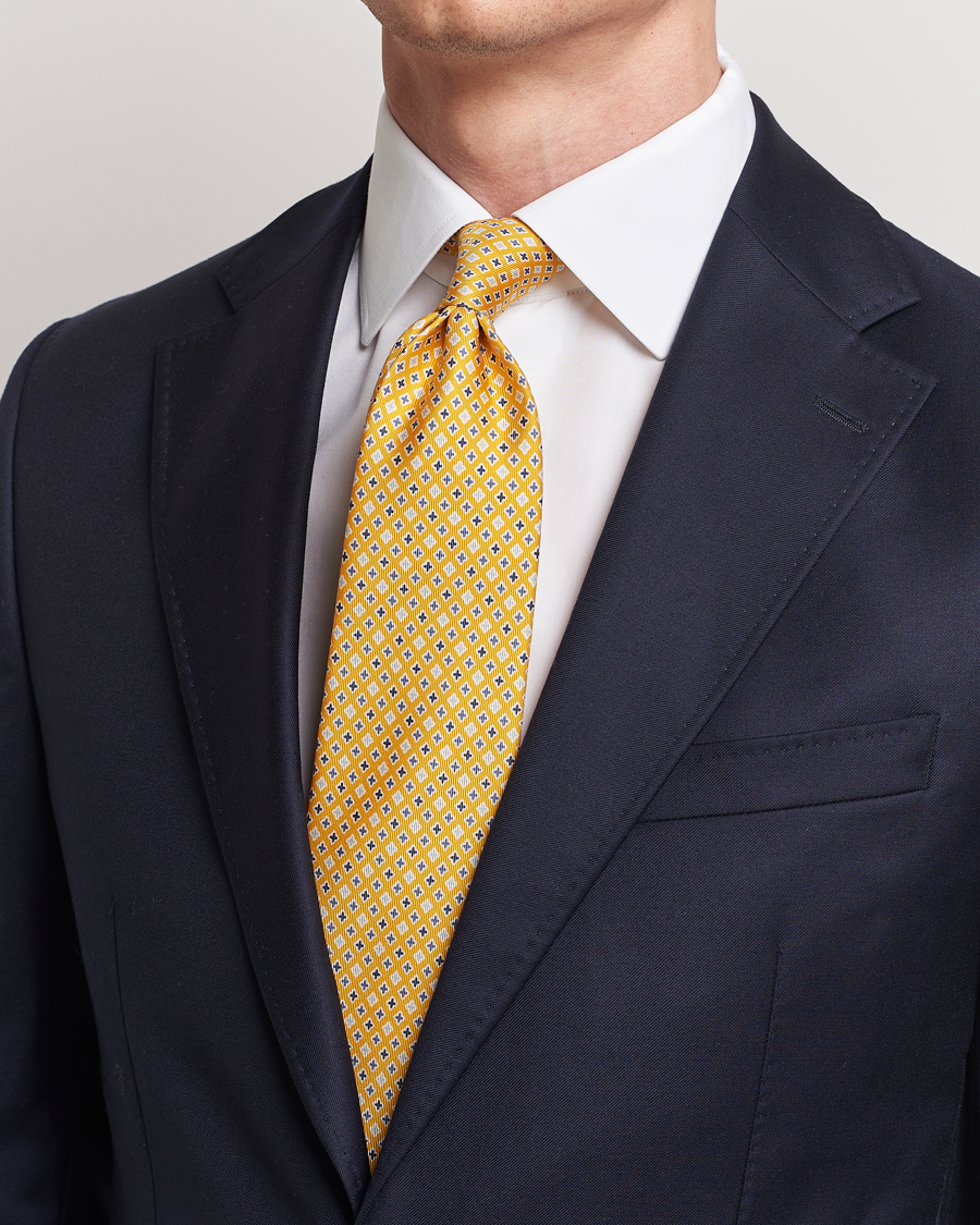 Homme | Italian Department | E. Marinella | 3-Fold Printed Silk Tie Yellow