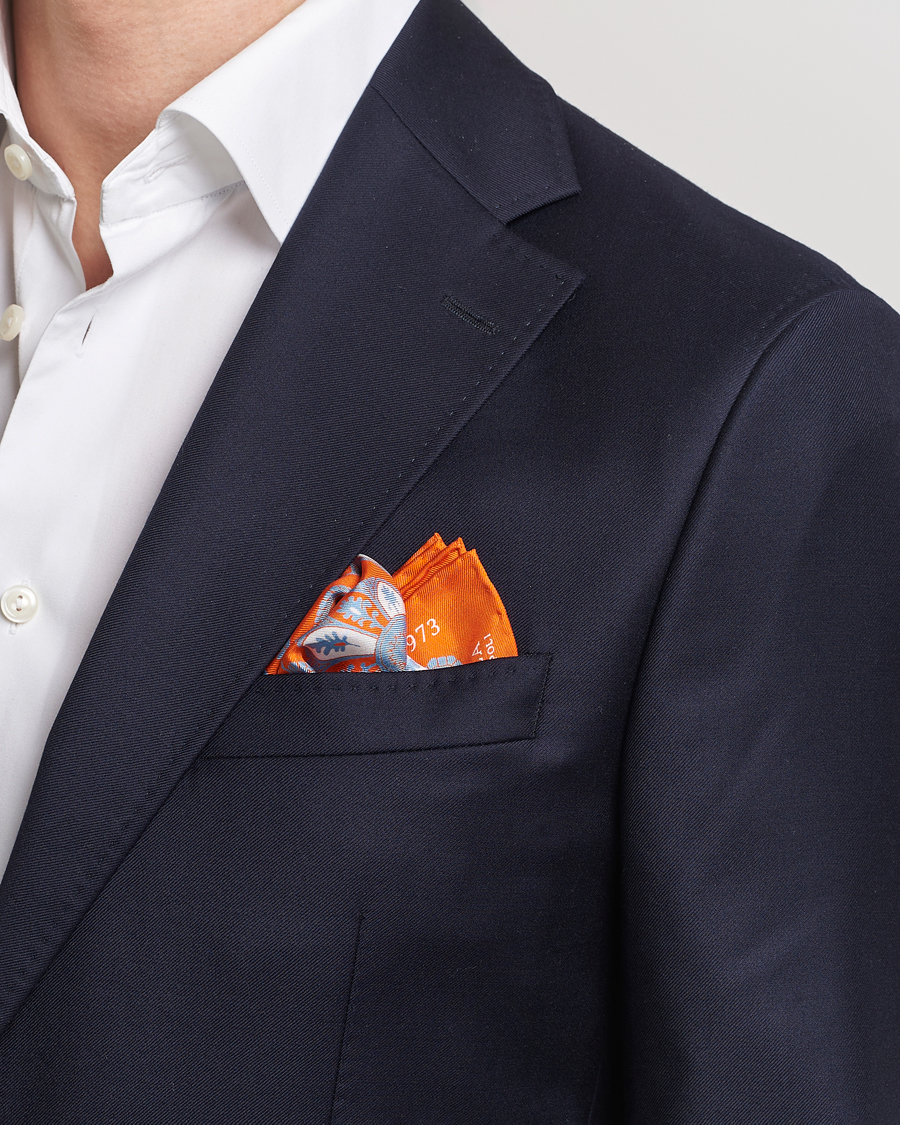 Homme | E. Marinella Archive Printed Silk Pocket Square Orange | E. Marinella | Archive Printed Silk Pocket Square Orange