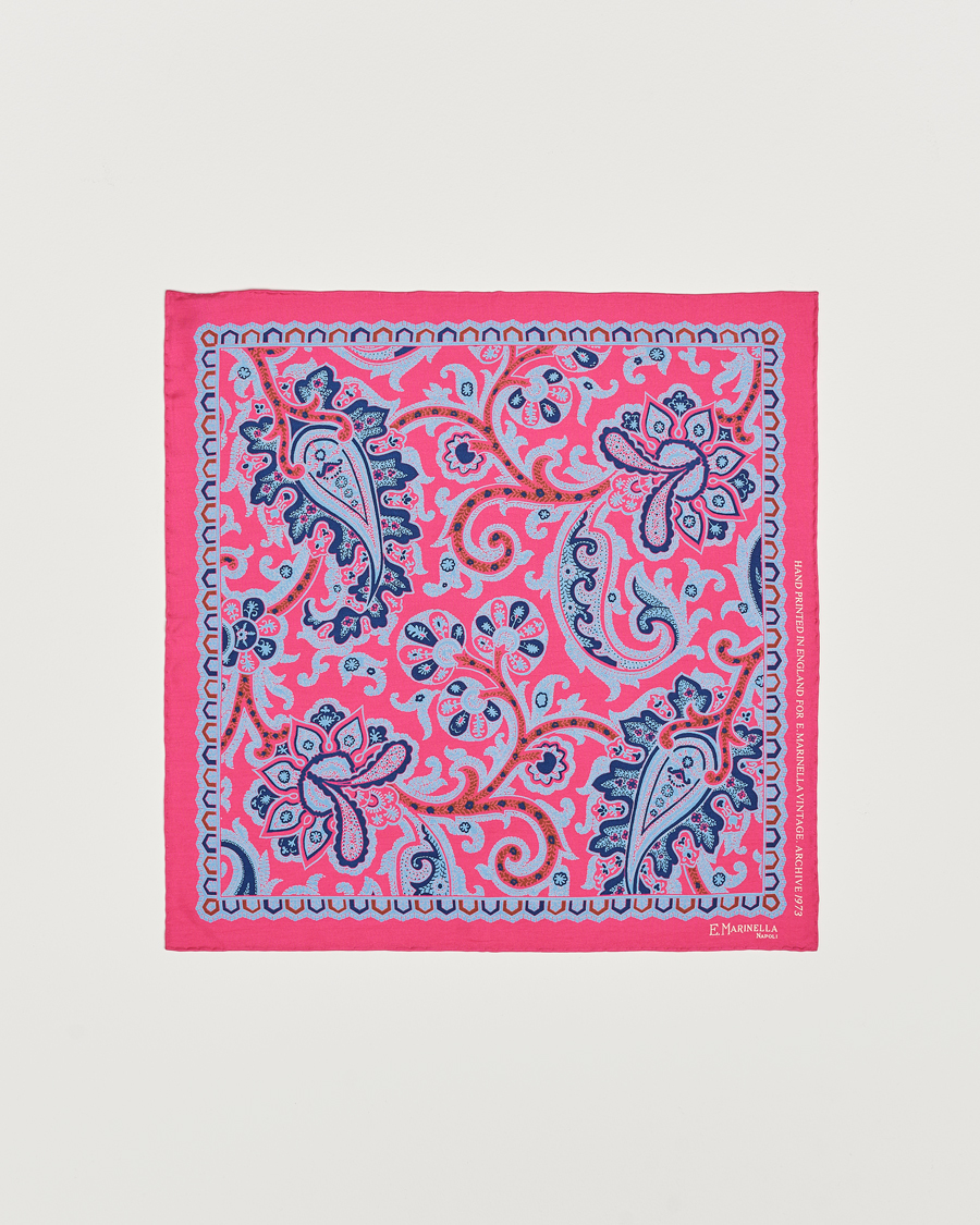 Homme | E. Marinella Archive Printed Silk Pocket Square Pink | E. Marinella | Archive Printed Silk Pocket Square Pink