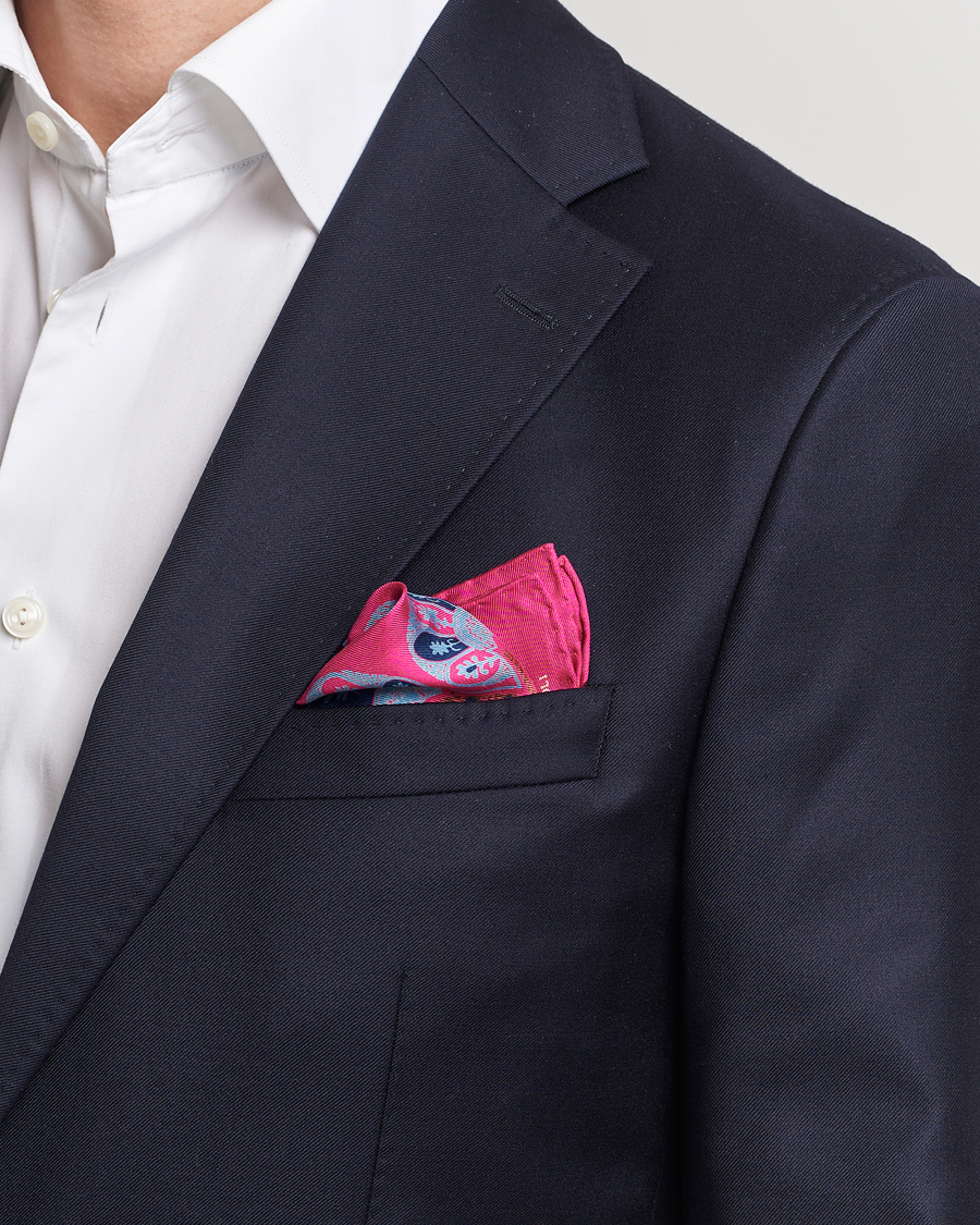 Homme | Italian Department | E. Marinella | Archive Printed Silk Pocket Square Pink