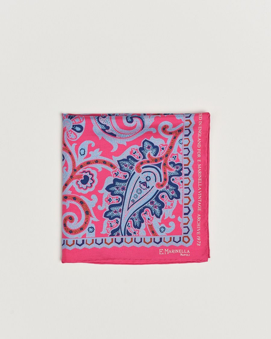 Homme | E. Marinella Archive Printed Silk Pocket Square Pink | E. Marinella | Archive Printed Silk Pocket Square Pink
