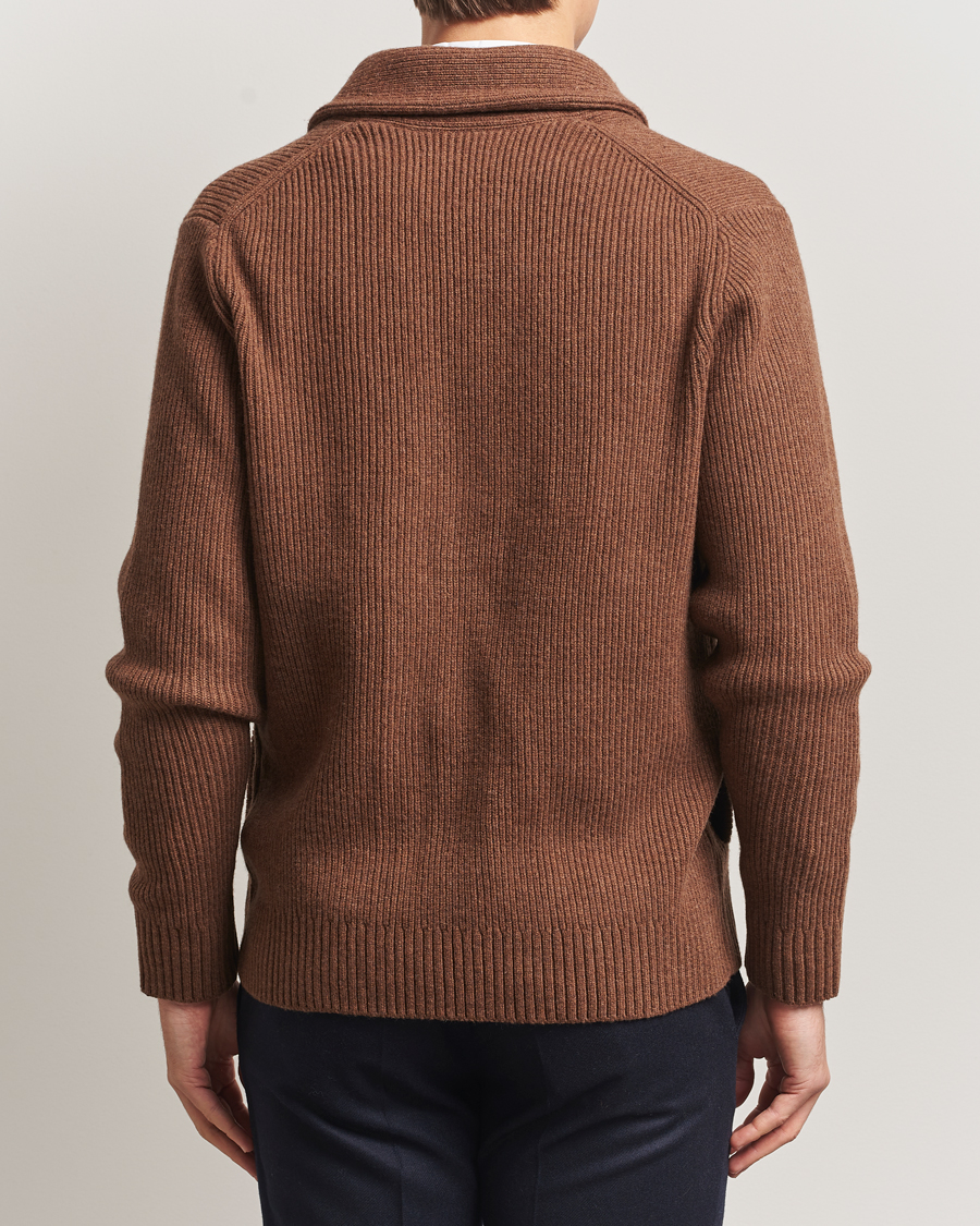 Homme | Pulls Et Tricots | Charles Tyrwhitt | Chunky Merino Shawl Neck Cardigan Toffee