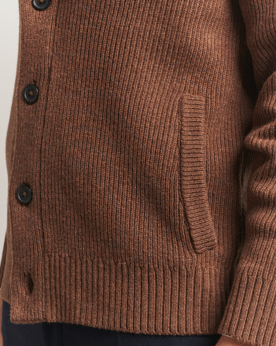 Homme | Pulls Et Tricots | Charles Tyrwhitt | Chunky Merino Shawl Neck Cardigan Toffee