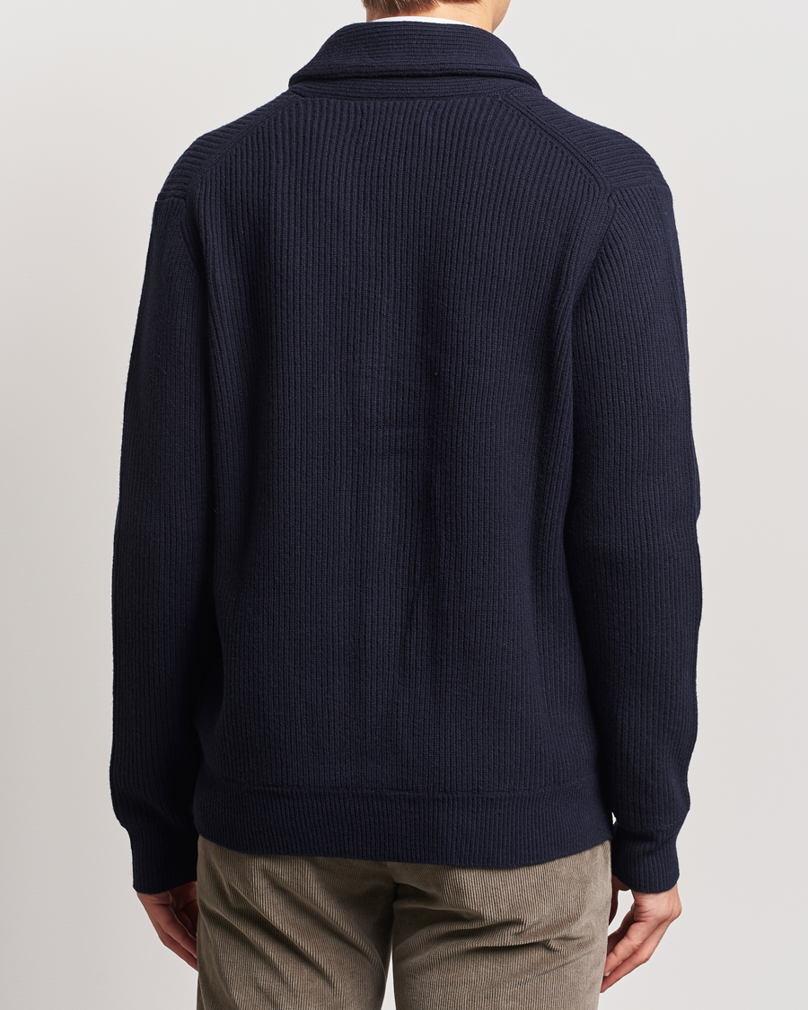 Homme | Pulls Et Tricots | Charles Tyrwhitt | Chunky Merino Shawl Neck Cardigan Navy