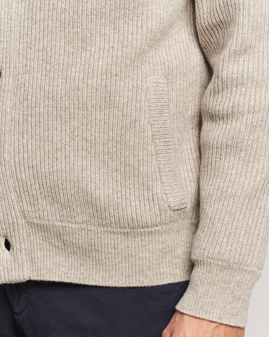 Homme | Pulls Et Tricots | Charles Tyrwhitt | Chunky Merino Shawl Neck Cardigan Oatmeal