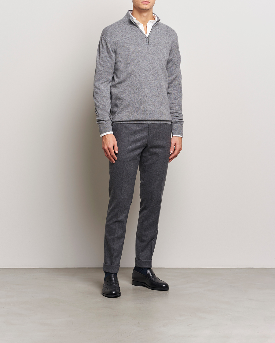 Homme | Pulls Et Tricots | Charles Tyrwhitt | Pure Cashmere Zip Neck Jumper Grey