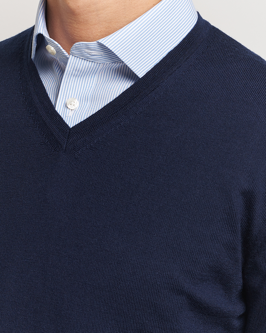 Homme | Pulls Et Tricots | Charles Tyrwhitt | Pure Merino V-Neck Jumper Navy