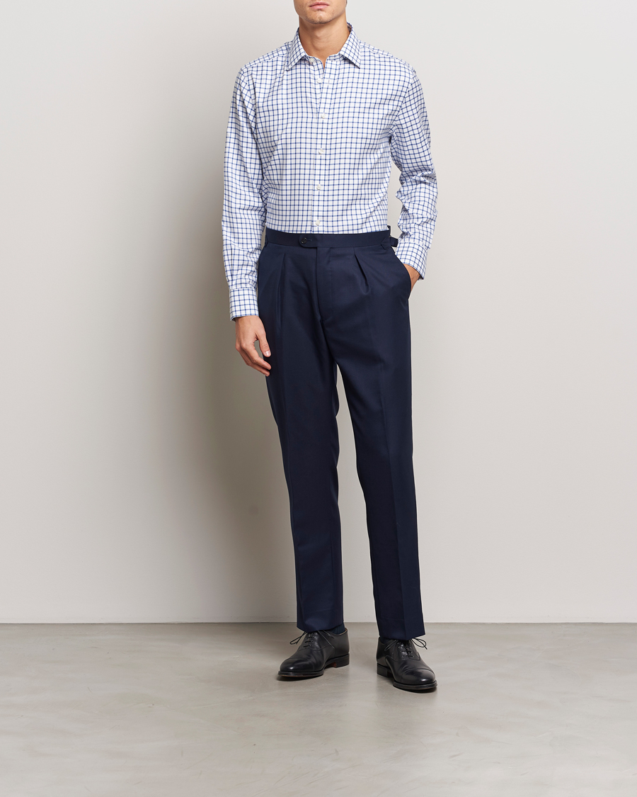 Homme | Chemises | Charles Tyrwhitt | Slim Fit Non Iron Grid Check Shirt Royal Blue