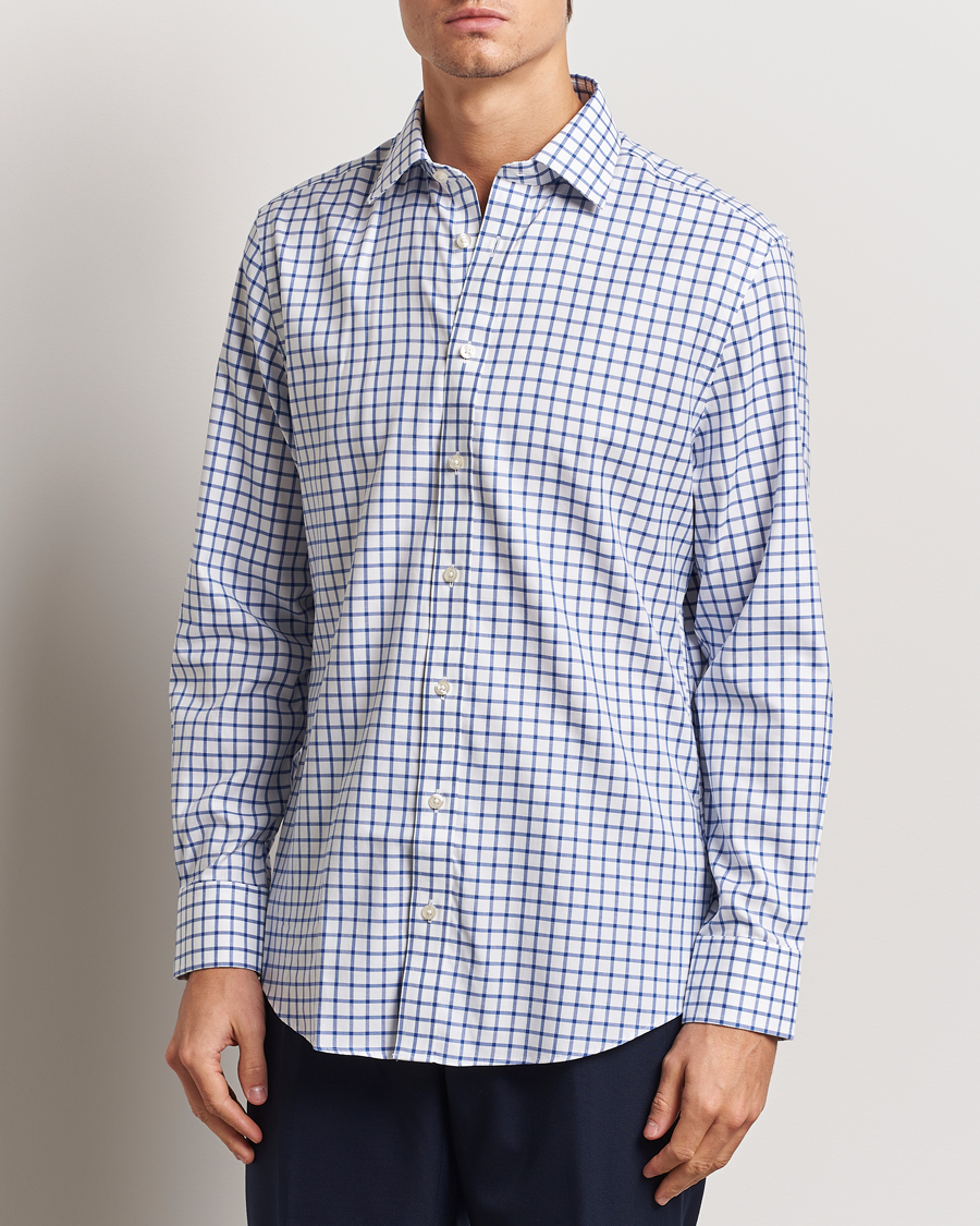 Homme | Chemises | Charles Tyrwhitt | Slim Fit Non Iron Grid Check Shirt Royal Blue