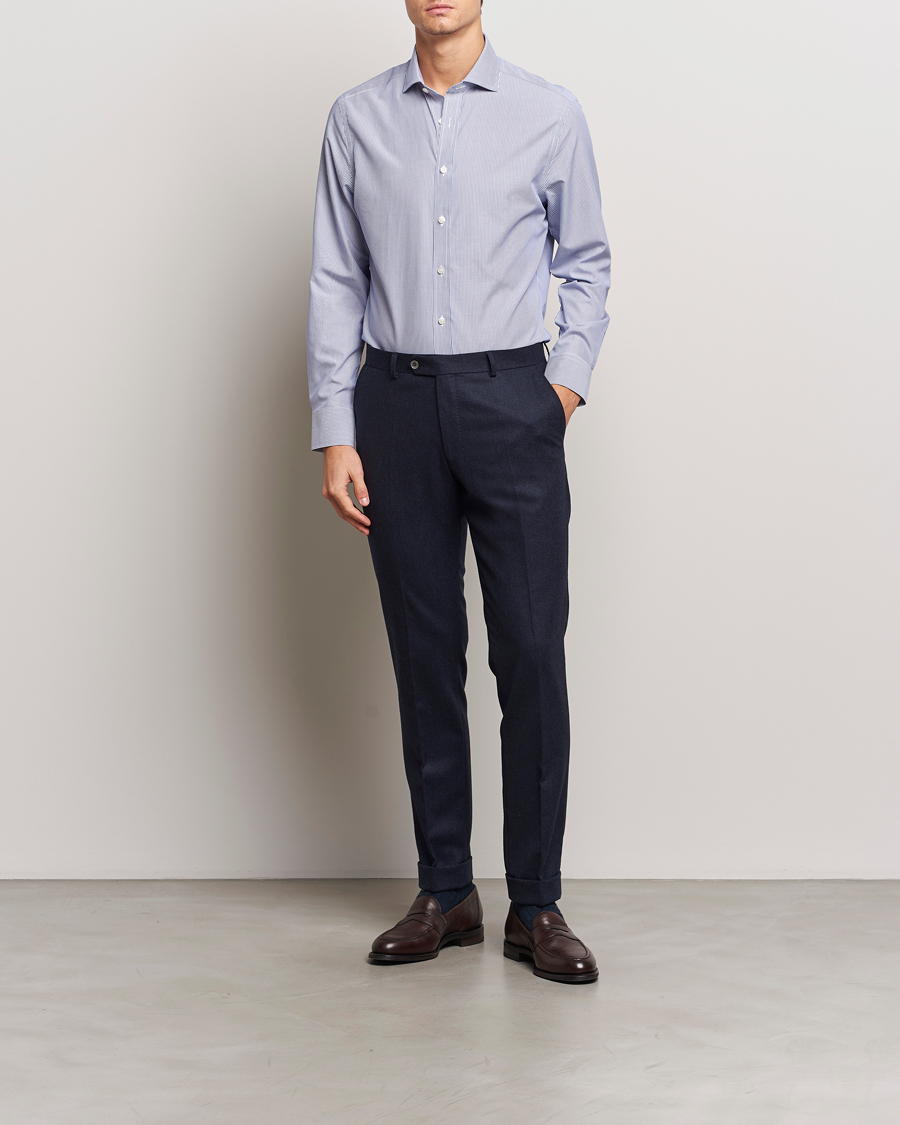 Homme | Chemises | Charles Tyrwhitt | Slim Fit Non Iron Bengal Stripe Poplin Shirt Navy
