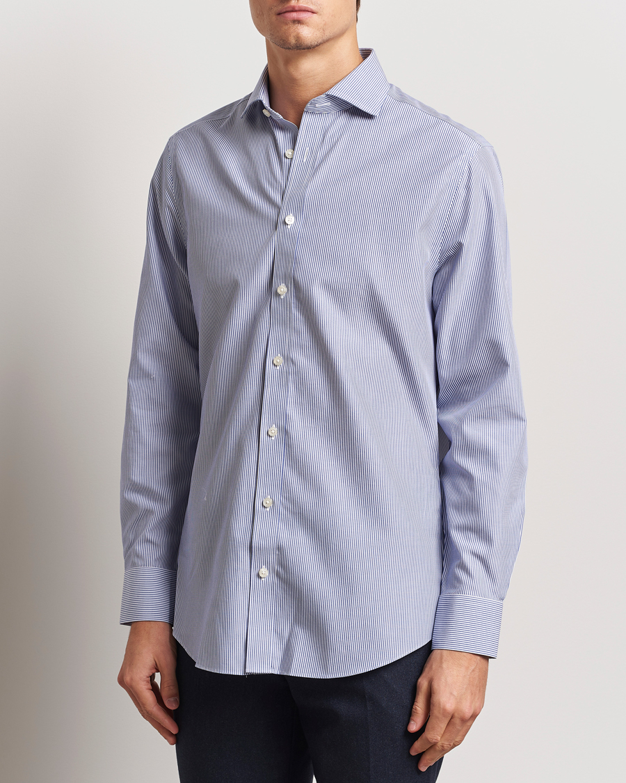 Homme | Chemises | Charles Tyrwhitt | Slim Fit Non Iron Bengal Stripe Poplin Shirt Navy
