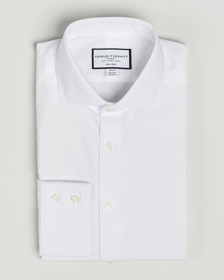 Homme | Chemises | Charles Tyrwhitt | Slim Fit Non Iron Poplin Cut Away Shirt White