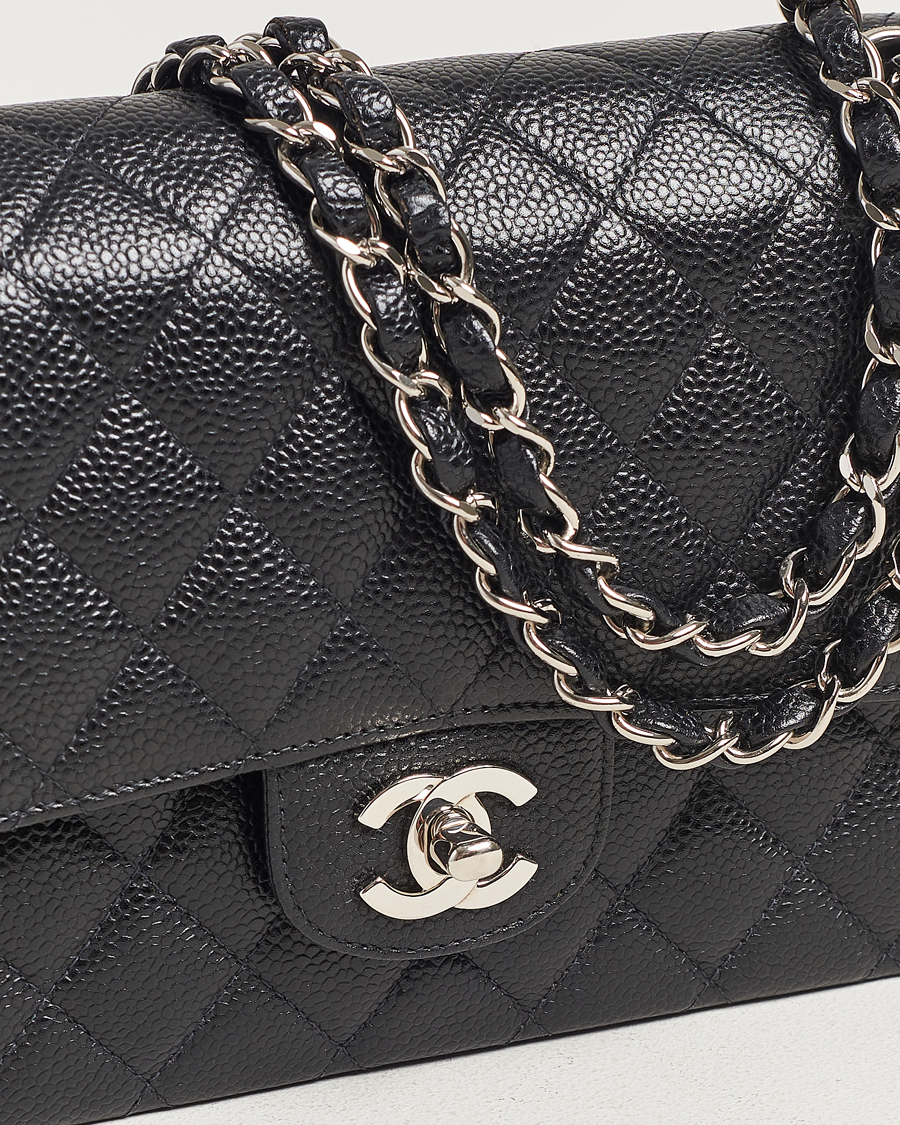 Homme | Chanel Pre-Owned Classic Medium Double Flap Bag Caviar Leather Black | Chanel Pre-Owned | Classic Medium Double Flap Bag Caviar Leather Black