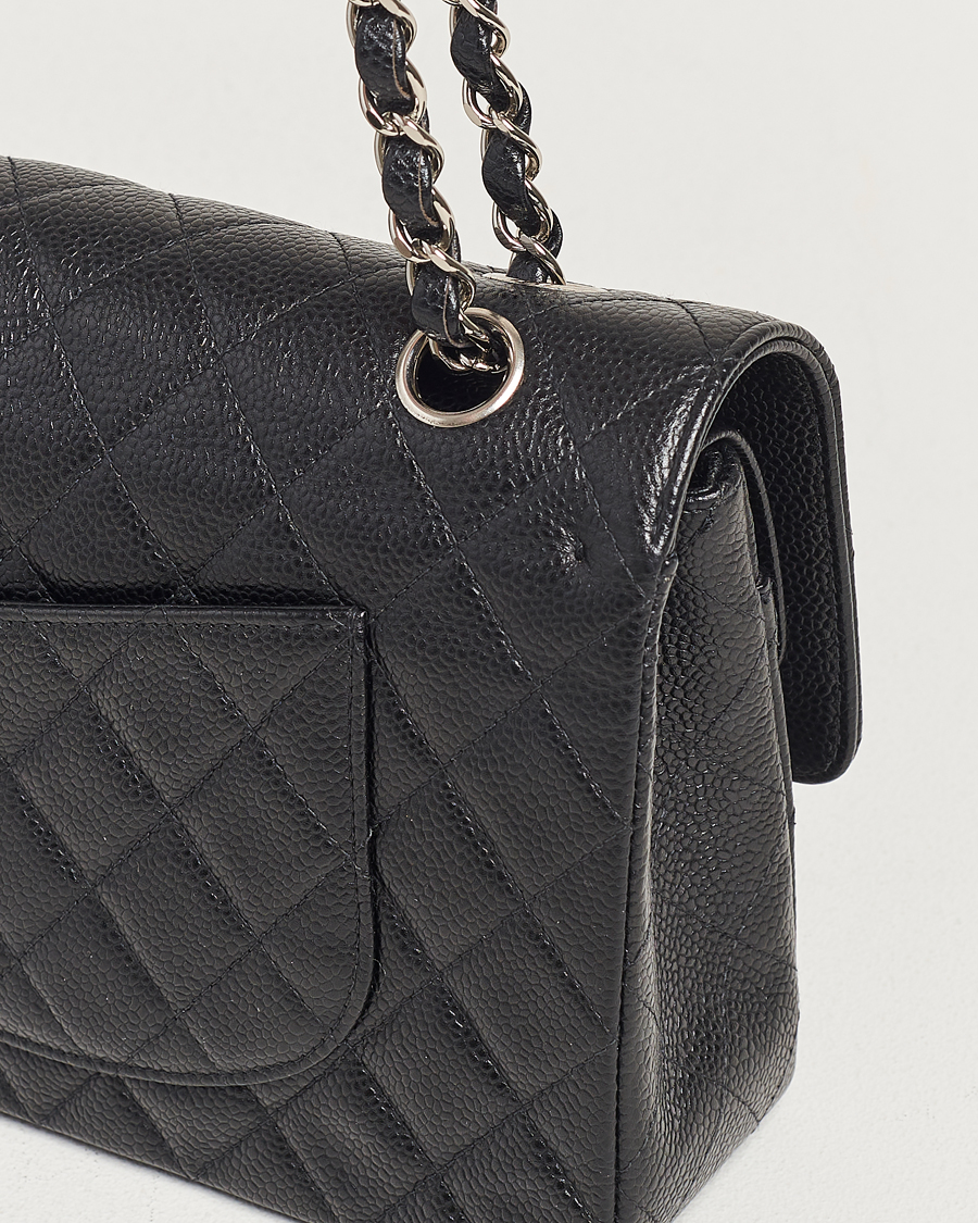 Homme | Chanel Pre-Owned Classic Medium Double Flap Bag Caviar Leather Black | Chanel Pre-Owned | Classic Medium Double Flap Bag Caviar Leather Black