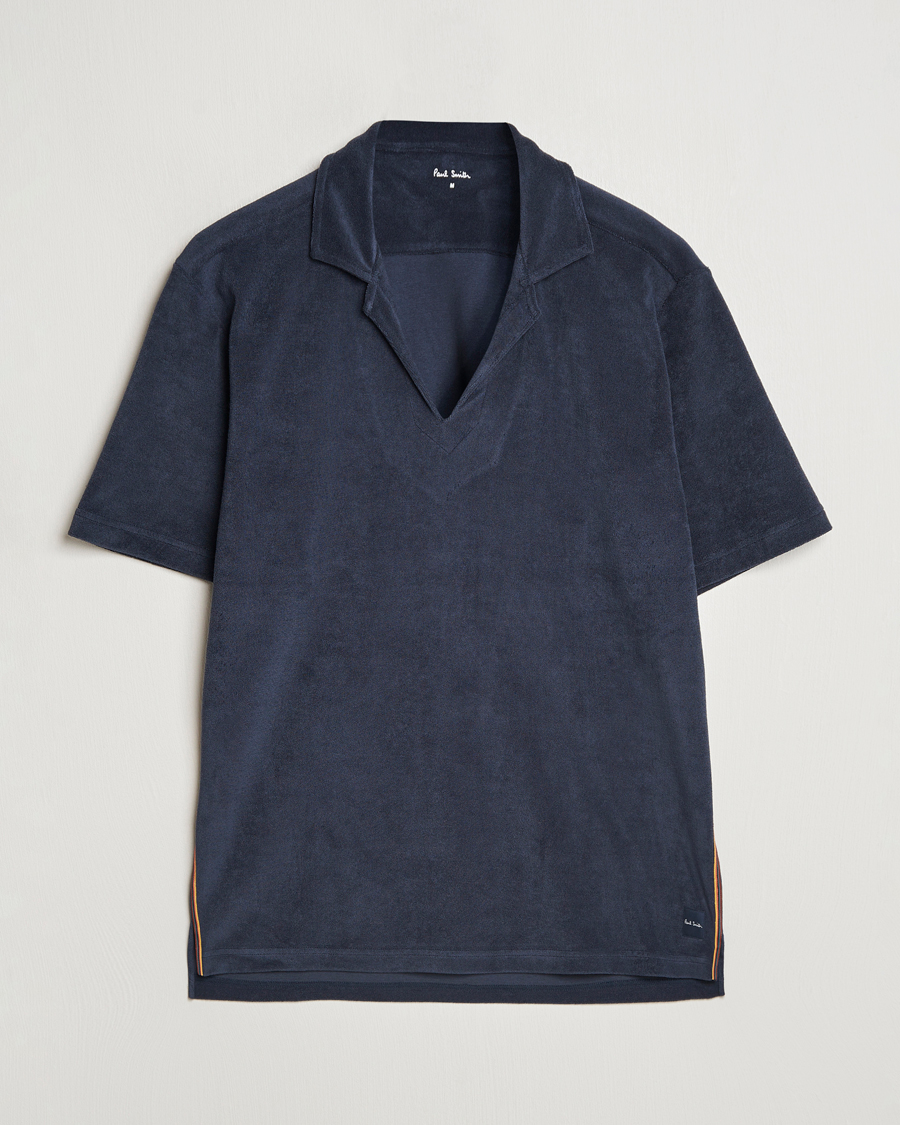 Homme | Polos | Paul Smith | Stripe Towelling Polo Navy