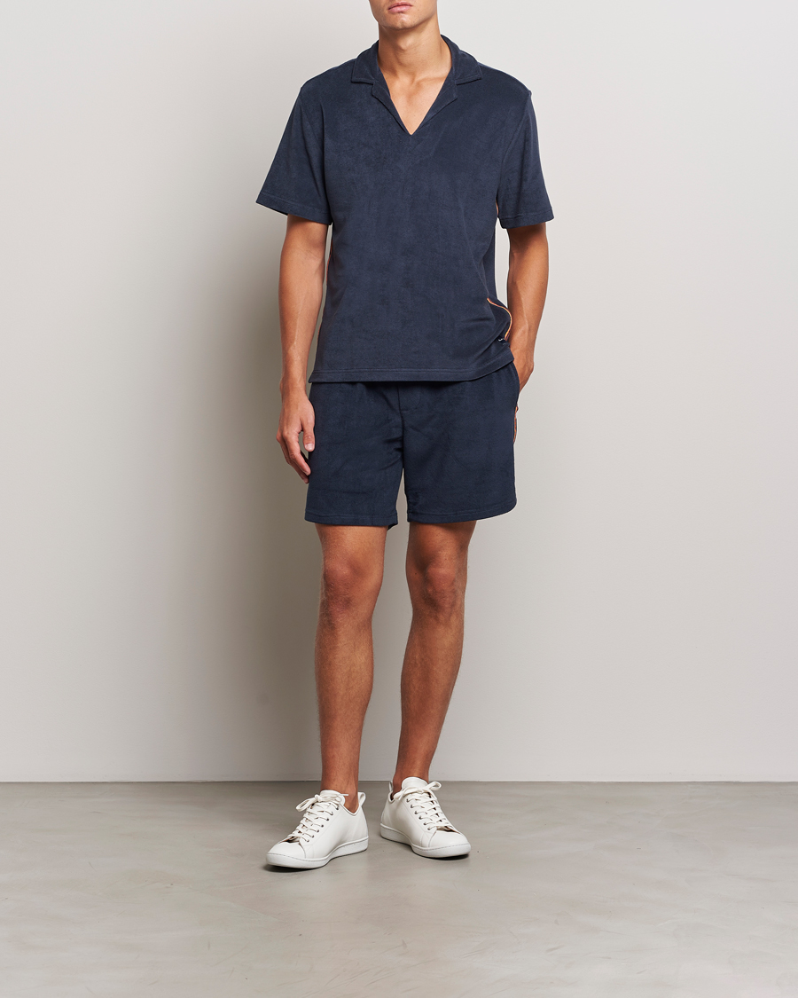 Homme | Polos | Paul Smith | Stripe Towelling Polo Navy