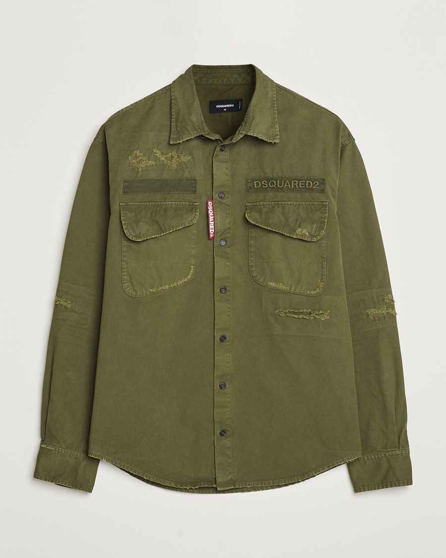 Homme | Chemises | Dsquared2 | Garment Dyed Ranger Shirt Army Green