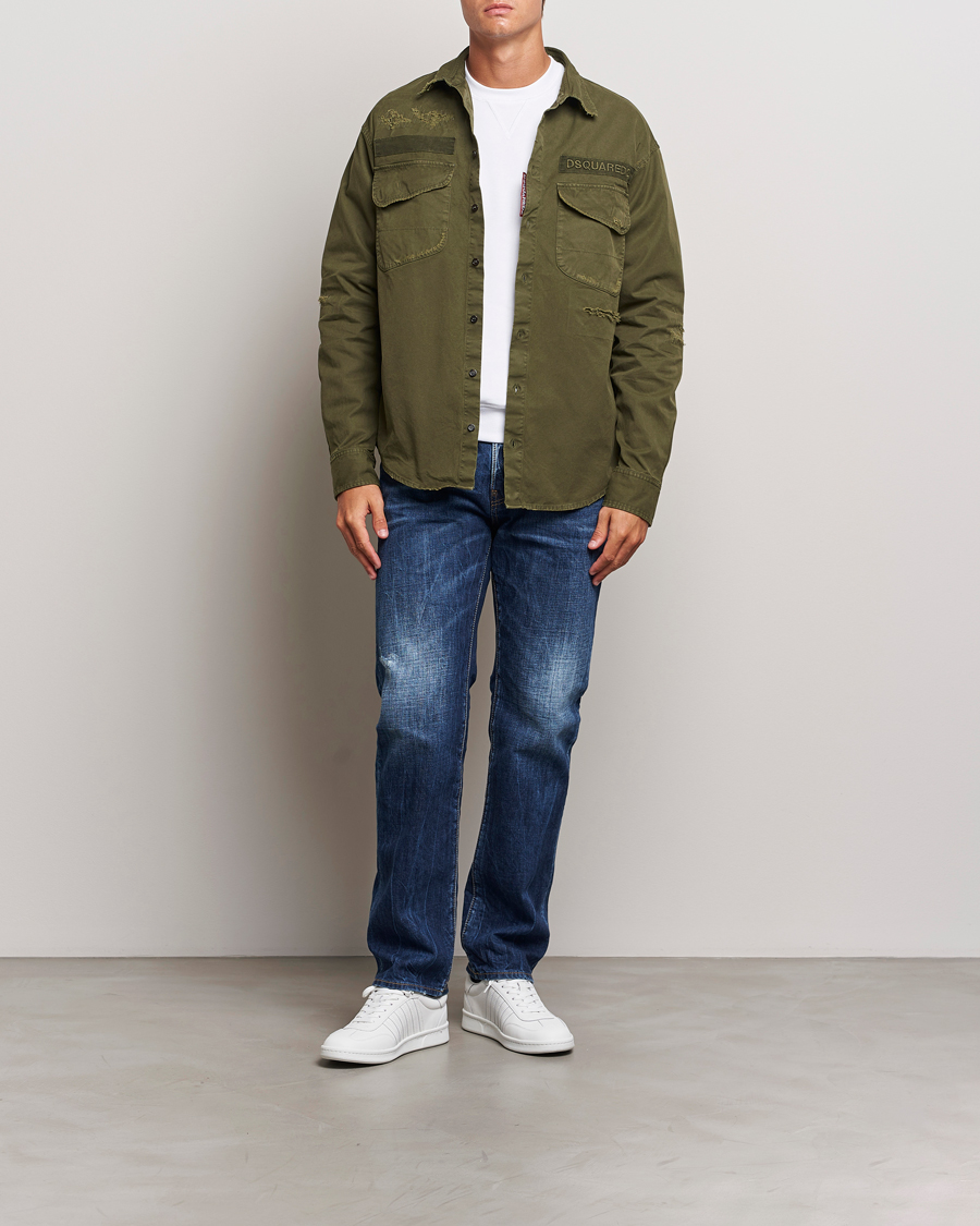 Homme | Chemises | Dsquared2 | Garment Dyed Ranger Shirt Army Green