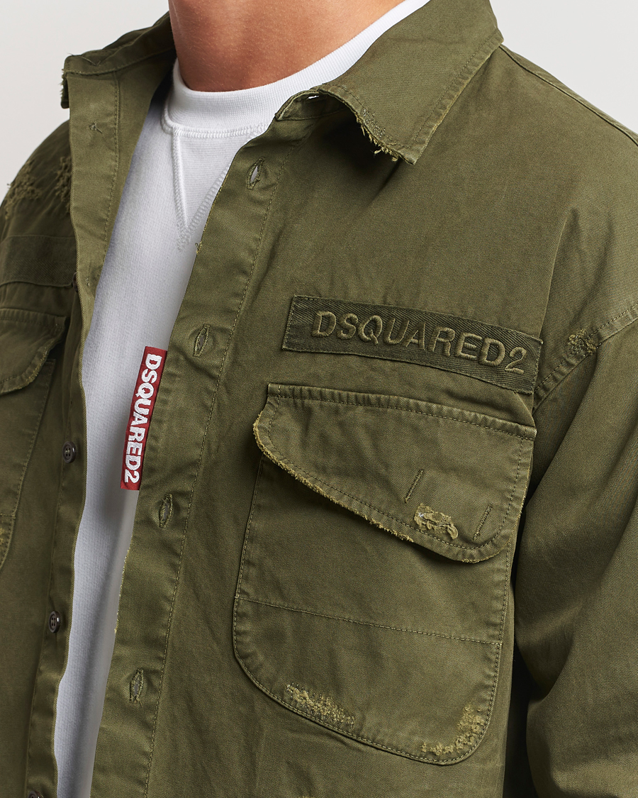 Homme | Chemises | Dsquared2 | Garment Dyed Ranger Shirt Army Green
