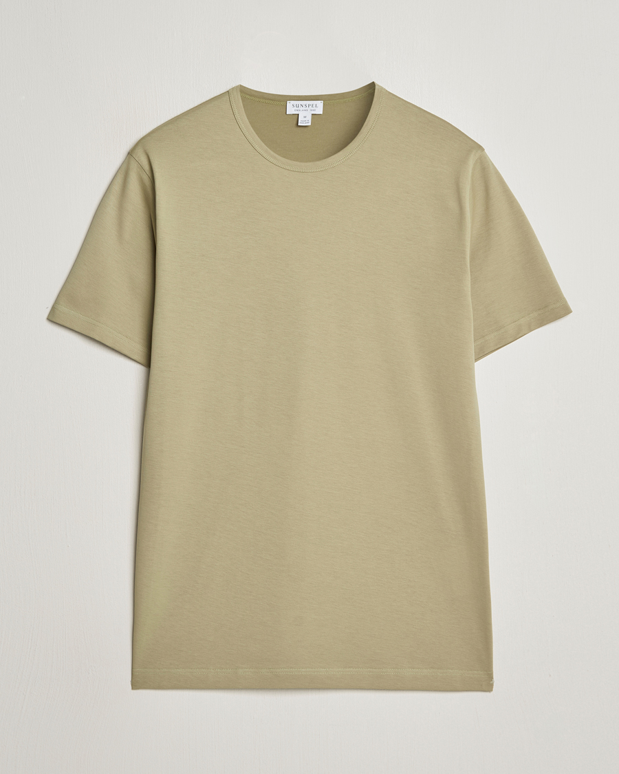 Homme | T-shirts | Sunspel | Crew Neck Q82 Cotton T-Shirt Pale Khaki