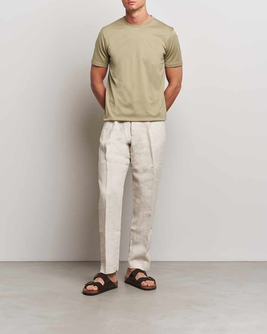 Homme | T-shirts | Sunspel | Crew Neck Q82 Cotton T-Shirt Pale Khaki