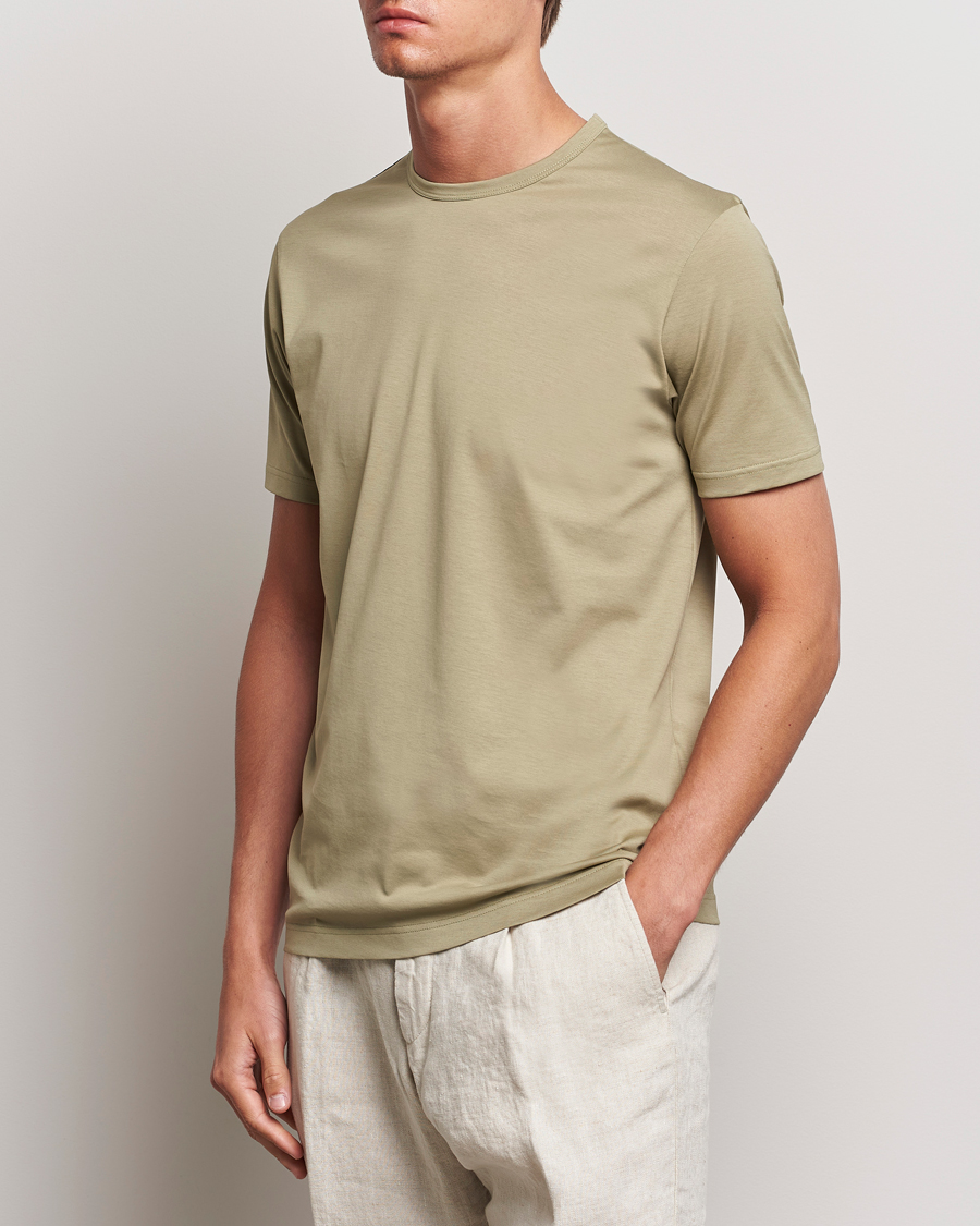 Homme | T-shirts | Sunspel | Crew Neck Q82 Cotton T-Shirt Pale Khaki