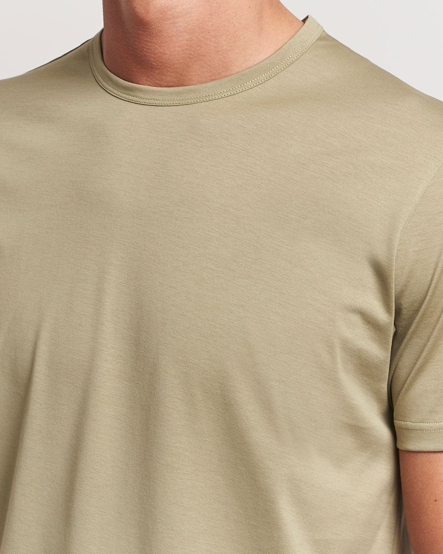 Homme | T-shirts | Sunspel | Crew Neck Q82 Cotton T-Shirt Pale Khaki