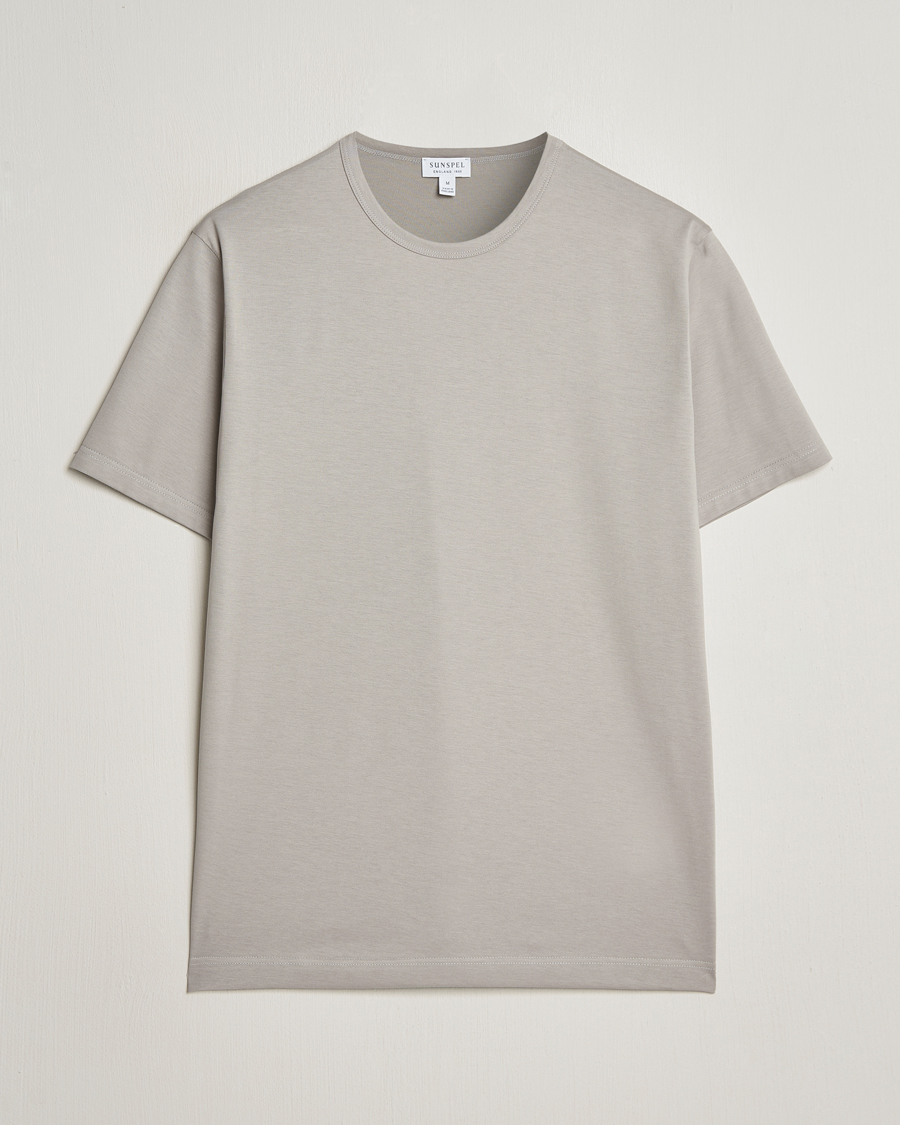 Homme | T-shirts | Sunspel | Crew Neck Q82 Cotton T-Shirt Mid Grey