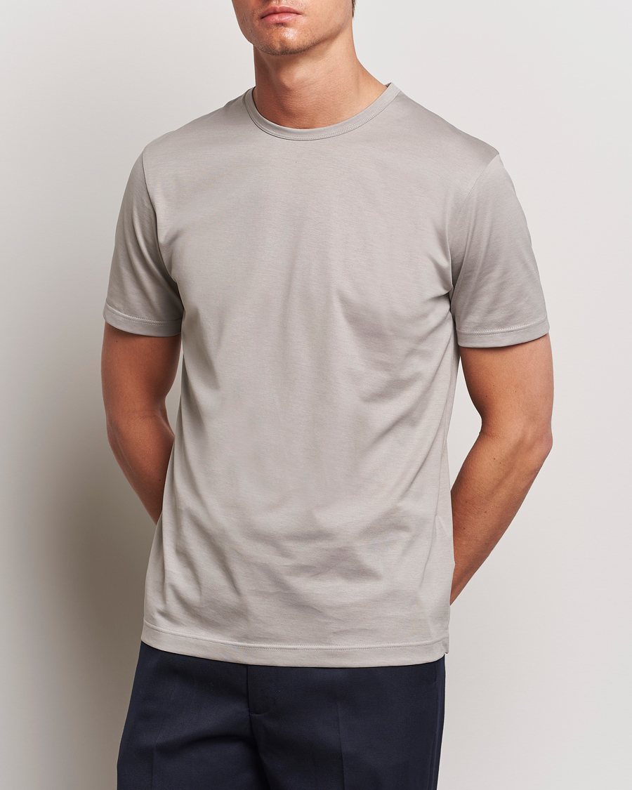 Homme | T-shirts | Sunspel | Crew Neck Q82 Cotton T-Shirt Mid Grey