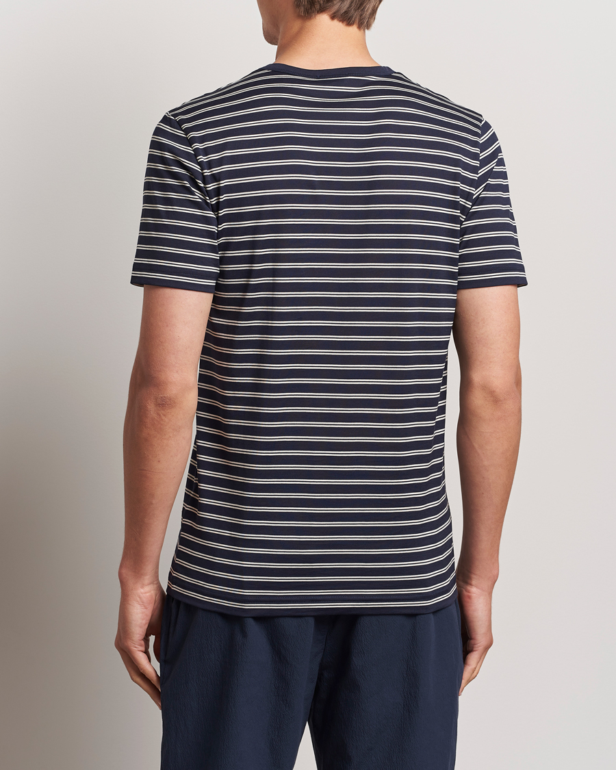 Homme | T-shirts | Sunspel | Striped Crew Neck Cotton Tee Navy/Ecru