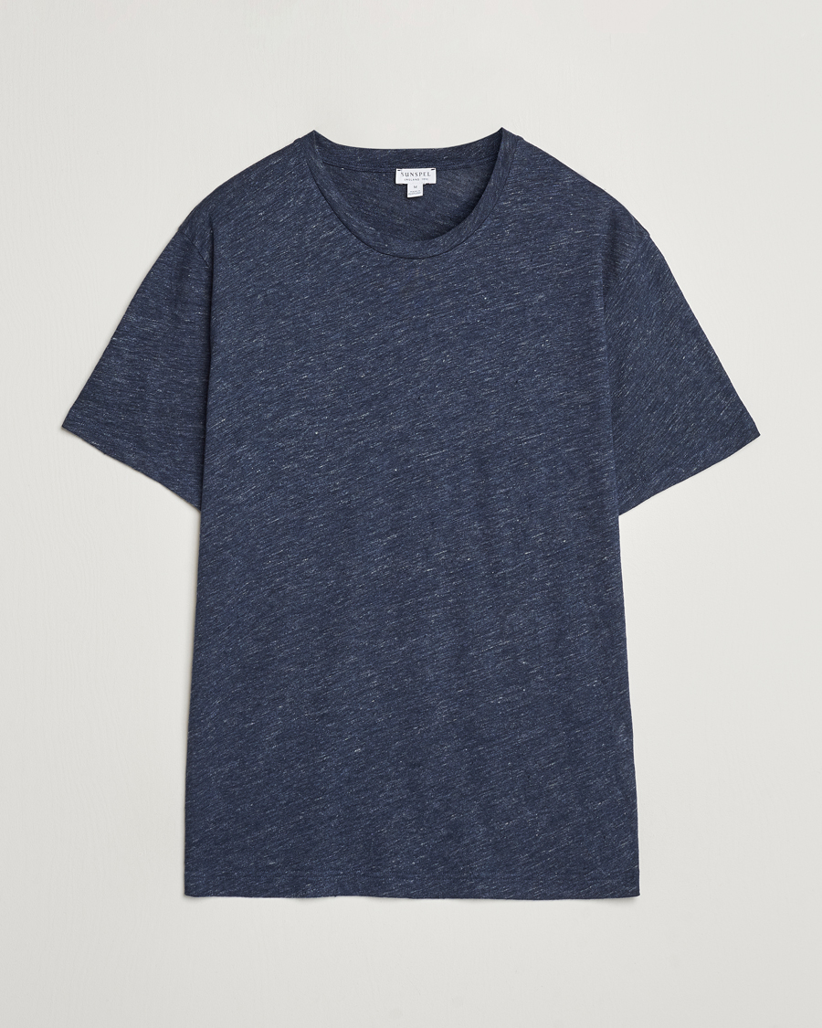 Homme | T-shirts | Sunspel | Linen T-Shirt Navy Melange
