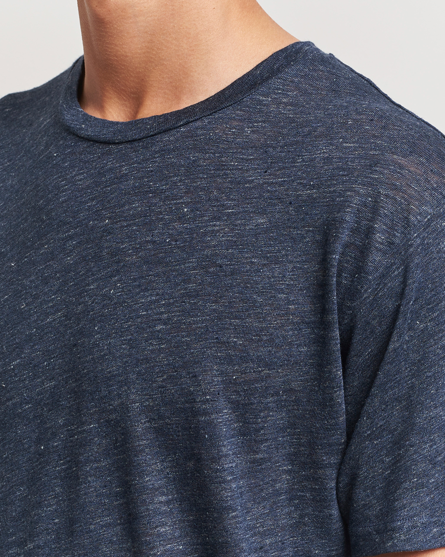 Homme | T-shirts | Sunspel | Linen T-Shirt Navy Melange