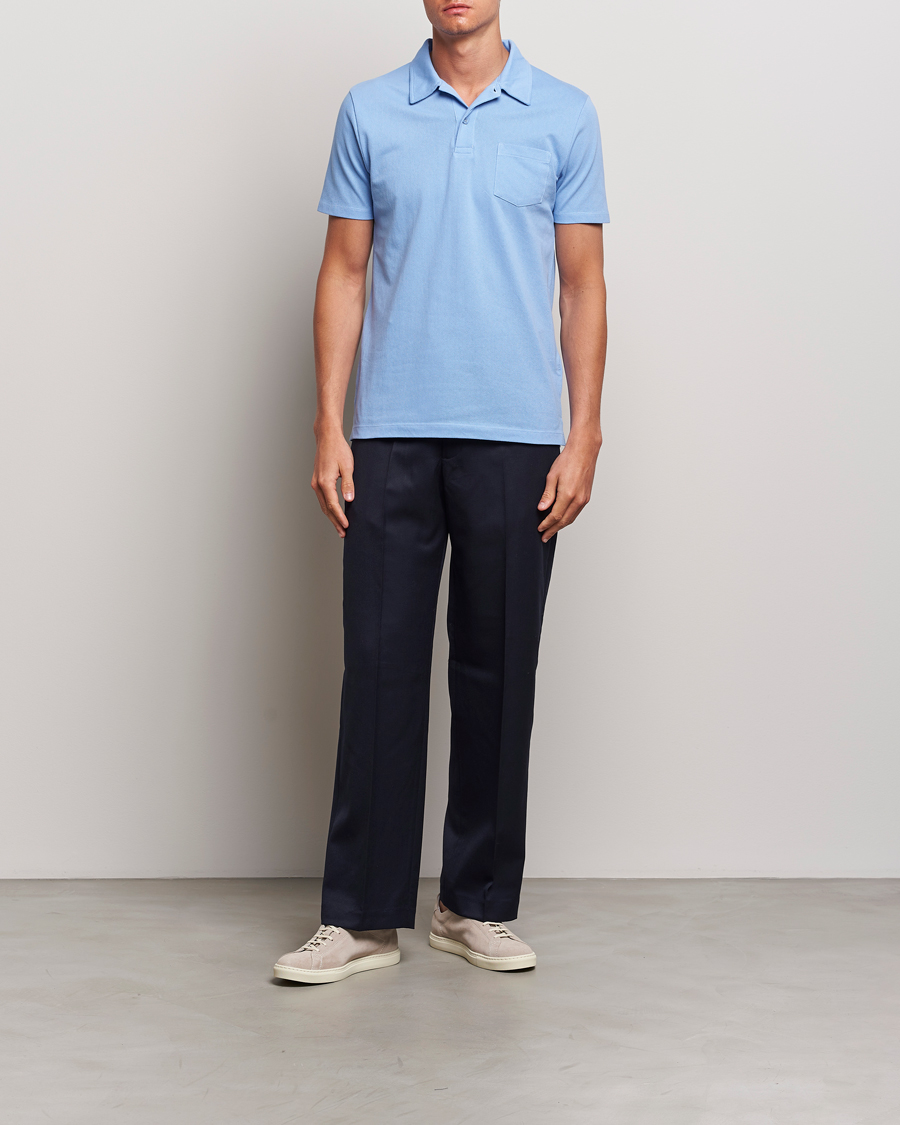 Homme | Polos | Sunspel | Riviera Polo Shirt Cool Blue