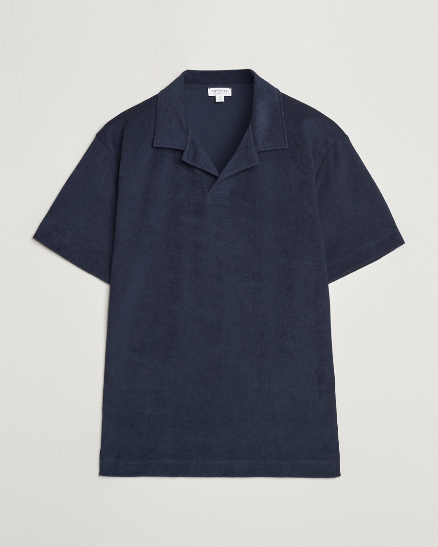 Homme | Polos | Sunspel | Terry Polo Navy