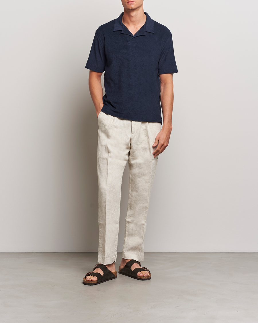 Homme | Polos | Sunspel | Terry Polo Navy