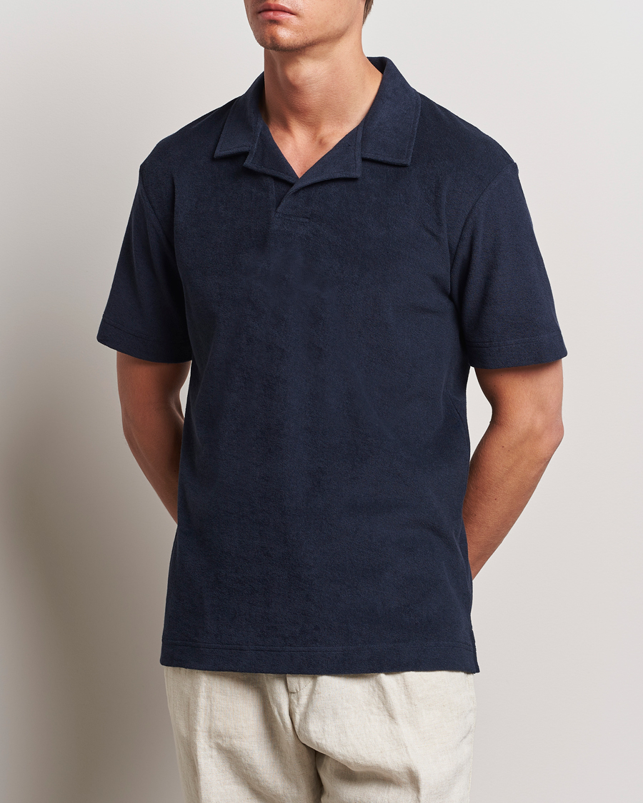 Homme | Polos | Sunspel | Terry Polo Navy