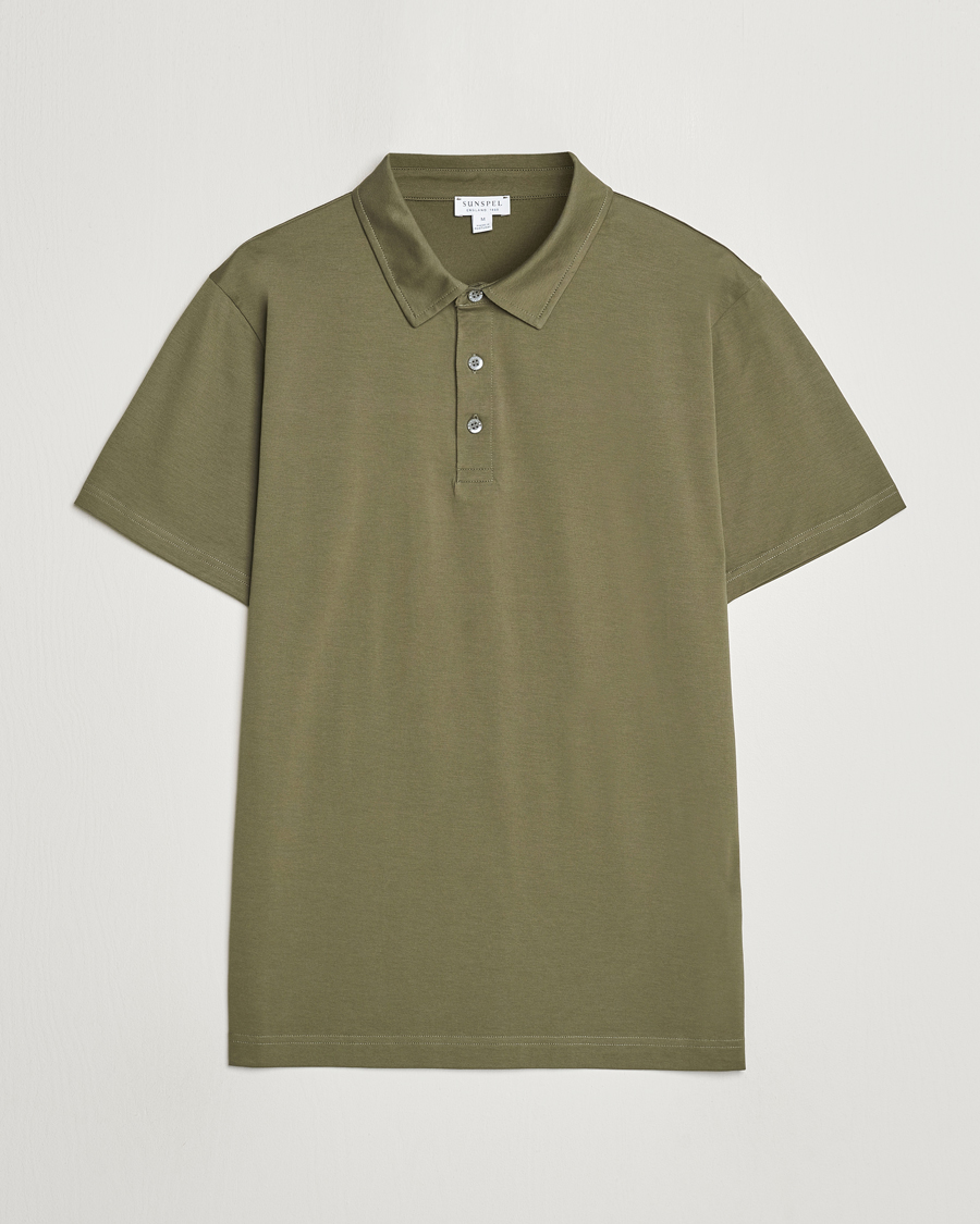 Homme | Polos | Sunspel | Cotton Jersey Polo Khaki